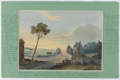 منظر طبوغرافي ل Quatre Bras ، حيث قاتل الجيش الإنجليزي في 16 يونيو 1815 قبل معركة Waterloo ، c.1815 (مرحاض على الورق) بواسطة مدرسة اللغة الإنجليزية