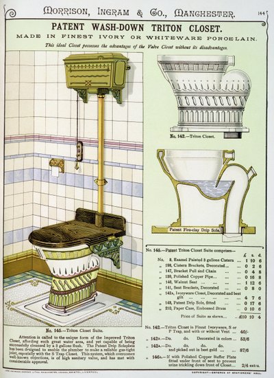 خزانة Triton من كتالوج الأدوات الصحية التي تنتجها Morrison، Ingram & Co.، Manchester ، تم نشرها عام 1890 بواسطة مدرسة اللغة الإنجليزية