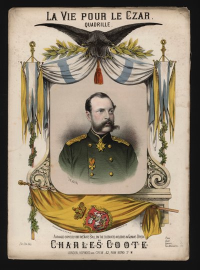 القيصر ألكسندر الثاني من روسيا ، غلاف La Vie pour le Czar ، كوادريل بواسطة Charles Coote بواسطة مدرسة اللغة الإنجليزية