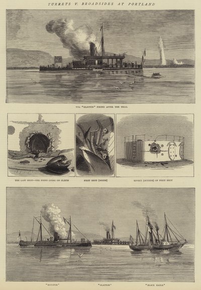 Turrets v Broadsides at Portland (engraving) بواسطة مدرسة اللغة الإنجليزية