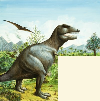 مشهد ديناصور مجهول مع T Rex و Pterodactyl بواسطة مدرسة اللغة الإنجليزية