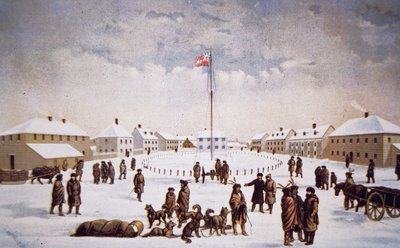 View of Fort Garry (colour litho) بواسطة مدرسة اللغة الإنجليزية