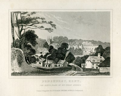 منظر لـ Penshurst ، Kent ، c.1840 بواسطة مدرسة اللغة الإنجليزية