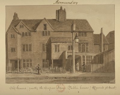 منظر لكوبرز آرمز إن ، شارع راسل ، 1828 (يغسل على ورق) بواسطة مدرسة اللغة الإنجليزية