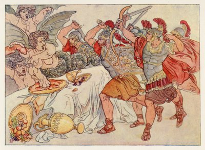 Virgil’s Aeneid: The Harpies (color litho) بواسطة مدرسة اللغة الإنجليزية