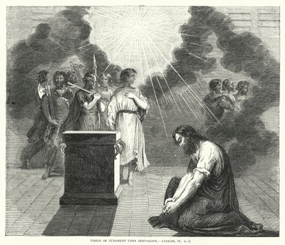 رؤيا الدينونة على القدس ، حزقيال التاسع بواسطة مدرسة اللغة الإنجليزية