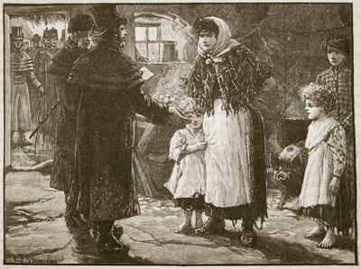 زيارة Tithe Proctor ، أيرلندا ، 1832 ، رسم توضيحي من Cassells Illustrated History of England (sepia photo) بواسطة مدرسة اللغة الإنجليزية