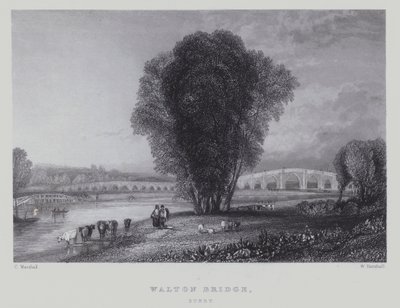 Walton Bridge, Surrey (engraving) بواسطة مدرسة اللغة الإنجليزية
