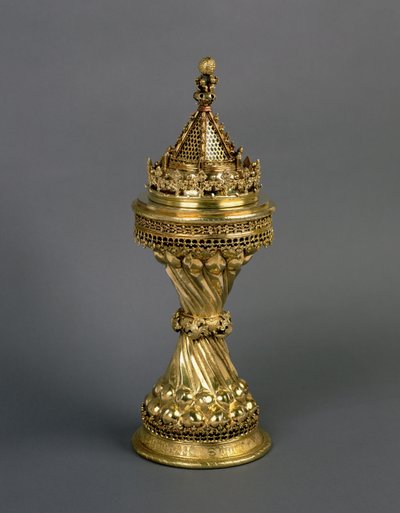 Warden Hills Salt ، مقدم إلى New College ، Oxford بواسطة Walter Hill ، Warden من 1475-94 ، c.1475-94 (silver-gilt) (انظر أيضًا 355577) بواسطة مدرسة اللغة الإنجليزية