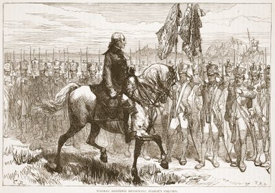 وارن هاستينغز يستعرض عمود بيرز ، رسم توضيحي من كاسيلس إيستريتد لتاريخ الهند بقلم جيمس جرانت ، حانة. 1879 بواسطة مدرسة اللغة الإنجليزية