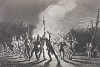 واشنطن وفيرفاكس في رقصة حرب هندية ، 1748 ، من &39;معرض الصور التاريخية&39; ، تم نشرها عام 1880 بواسطة مدرسة اللغة الإنجليزية