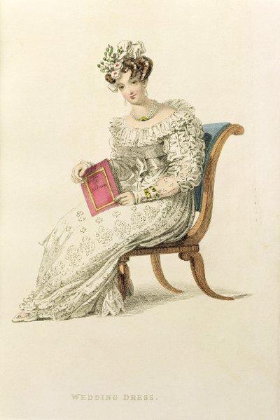فستان الزفاف ، لوحة الموضة من Ackermanns Repository of Arts بواسطة مدرسة اللغة الإنجليزية