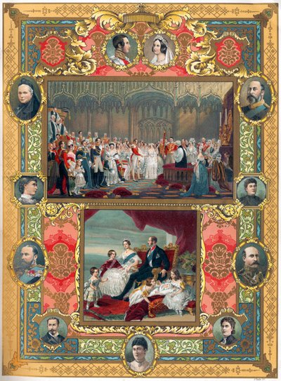 حفل زفاف الملكة فيكتوريا ملكة إنجلترا والأمير ألبرت عام 1840 (مطبوعة) بواسطة مدرسة اللغة الإنجليزية