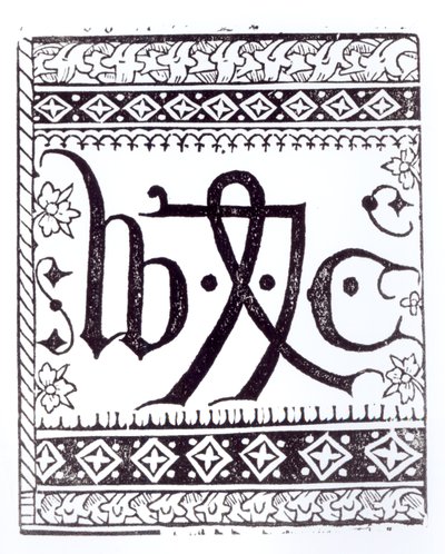 William Caxtons (c.1422 - c.91) علامة طباعة ، صورة توضيحية من العلوم والأدب في العصور الوسطى وعصر النهضة ، كتبها ونقشها Paul Lacroix ، 1878 بواسطة مدرسة اللغة الإنجليزية