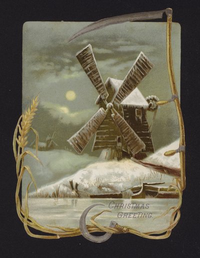 Windmill in the snow (chromolitho) بواسطة مدرسة اللغة الإنجليزية