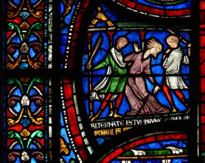 نافذة n2 تصور مشهدًا من نافذة St Thomas Becket Miracle: Mad Matilda of Colognes story بواسطة مدرسة اللغة الإنجليزية