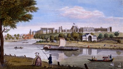 قلعة وندسور من جميع أنحاء نهر التايمز ، c 1760s (النقش اليدوي) بواسطة مدرسة اللغة الإنجليزية