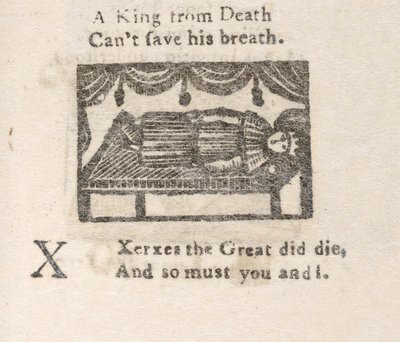 "Xerxes the Great .." ، رسم توضيحي للحرف X ، من "أبجدية الطفل ..." ، حوالي 1820 (نقش) بواسطة مدرسة اللغة الإنجليزية