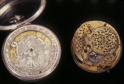 ساعتان جيب ، ج 1660 و 1705 (معدن) بواسطة المدرسة الإنجليزية المدرسة الإنجليزية