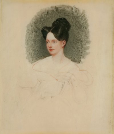 صورة غير مكتملة لماريان كريجو كولمار (فيما بعد السيدة باورتون بينيت) c.1833-34 (صورة مصغرة على العاج مثبتة على البطاقة) بواسطة المدرسة الإنجليزية المدرسة الإنجليزية