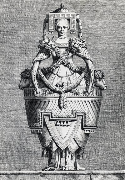 إناء مجسم ، عروس يونانية ، نقش بواسطة Ennemond-Alexandre Petitot (1727-1801) من Mascarade la Grecque ، Suite des Vases and Cheminees ، بارما بواسطة Ennemond Alexandre (بعد) Petitot
