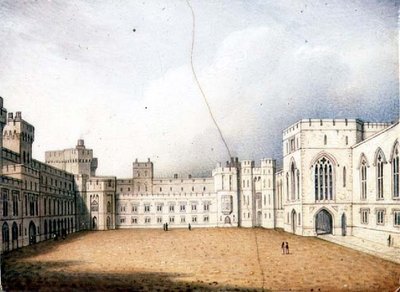 لوحة Worcester التي تصور Quadrangle ، قلعة وندسور ، أحد الزوجين ، حوالي 1830-40 (بورسلين) (للزوج انظر 72833) بواسطة اينوك دو