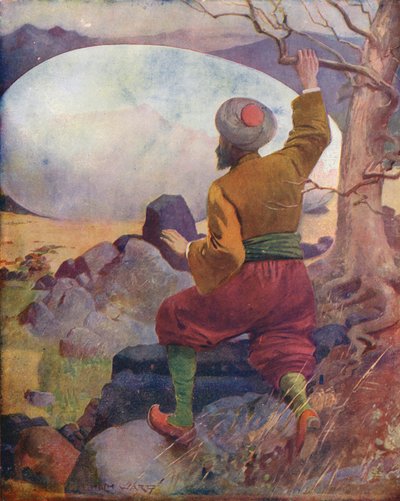 السندباد يرى بيضة الروك (طباعة حجرية ملونة) بواسطة إينوك وارد