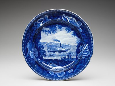لوحة ، ج. 1825-1846 (خزف مطلي بالرصاص مع طباعة نقل) بواسطة اينوك وود وأولاده