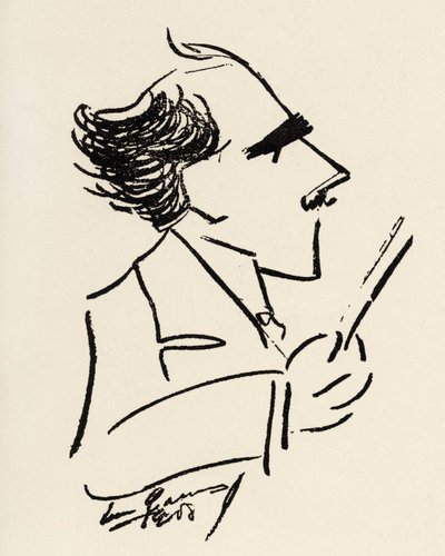 Arturo Toscanini (1867-1957) Italian conductor in a caricature by Enrico Caruso (Italian tenor). بواسطة إنريكو كاروسو
