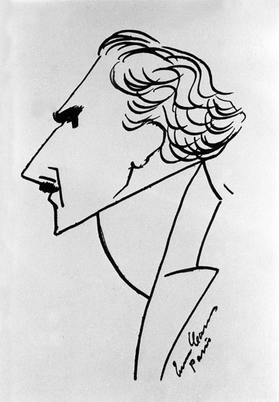 رسم كاريكاتوري للقائد الإيطالي أرتورو توسكانيني (1867-1957). رسم بواسطة التينور إنريكو كاروسو. 1908 تقريبا. بواسطة إنريكو كاروسو