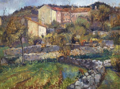 بلدة في كارست ، بواسطة إنريكو فوندا (1892-1929) ، زيت على ورق مقوى ، 69 × 89 سم. إيطاليا ، القرن العشرين. بواسطة إنريكو فوندا