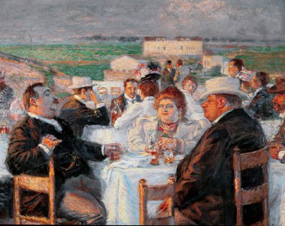 تفاصيل كبيرة ونحيفة تصور لوحة للسمنة - لوحة بقلم ريكو ديلا ليونيسا (لبؤة) (1865-1921) 1899 زيت على قماش - روما غاليريا دي آرت موديرنا بواسطة إنريكو ديلا ليون