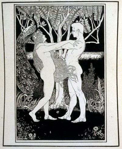آدم وحواء (براءة) ، من كتاب يهوذا الذي رسمه إفرايم موسى ليلين (1874-1925). يُعتبر ليليان والد الأيقونية الصهيونية ، التي تم إنشاؤها على طراز Jugendstil (الفن الألماني الحديث). رسم "يهوذا" (1900) ، كتاب توراتي بواسطة افرايم موسى الزنابق