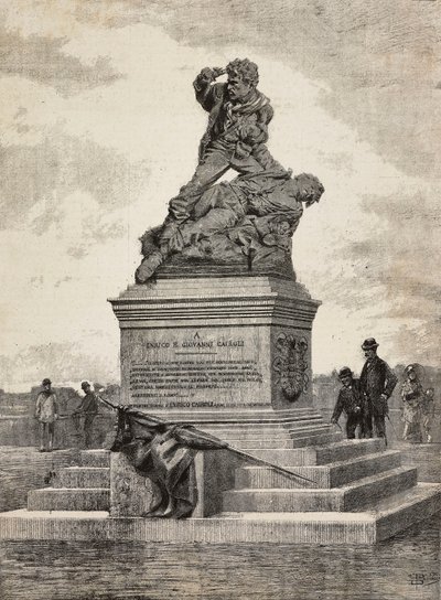 نصب تذكاري لإنريكو (1840-1867) وجيوفاني كايرولي (1842-1869) ، وطنيون إيطاليون ، مجموعة برونزية للنحات إركول روزا (1846-1893) ، في بينسيان هيل ، روما ، إيطاليا بواسطة إركول روزا