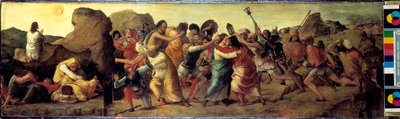 صلاة في حديقة الجثسيماني والتقاط صورة يسوع بواسطة إركول دي روبرتي (حوالي 1450-1496) 1482 خافت 35x118 سم دريسدن ، Gemaldegalerie بواسطة إركول دي روبرتتي