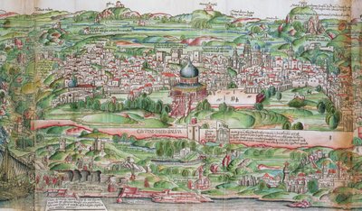 خريطة مدينة القدس ، من "الحج في الأرض المقدسة" بقلم برنارد فون بريدنباخ (1440-97) بواسطة إيرهارد ريويتش