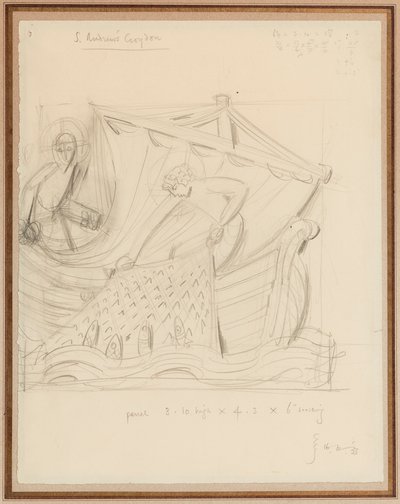 المسيح ومعجزة الأسماك، ديسمبر 1933 (قلم رصاص على ورق) بواسطة إريك جيل