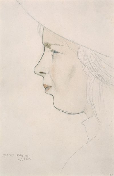 صورة لأخت الفنانة غلاديس لوتون ، ٨ أغسطس ١٩٠٩ (قلم رصاص وغسل ملون) بواسطة إريك جيل