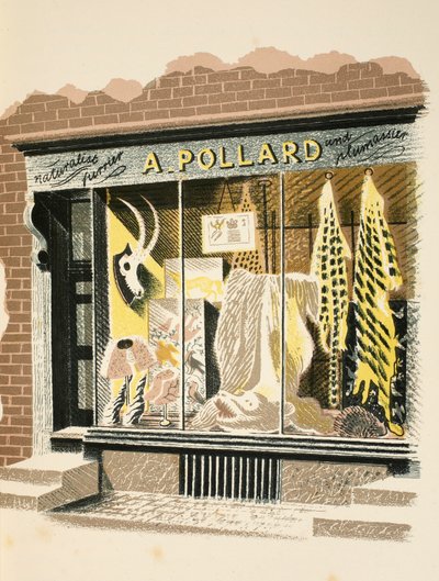 Furrier ، رسم توضيحي من "High Street" بقلم JM Richards ، طبعه مطبعة Curwen ، الحانة. بواسطة Country Life ، 1938 بواسطة إريك رافيليوس