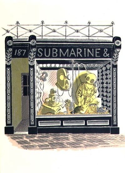 The Marine Suppliers ، طبعته مطبعة Curwen ، من High Street ، بقلم JM Richards ، نشرته Country Life ، 1938 (مجموعة من 24) بواسطة إريك رافيليوس