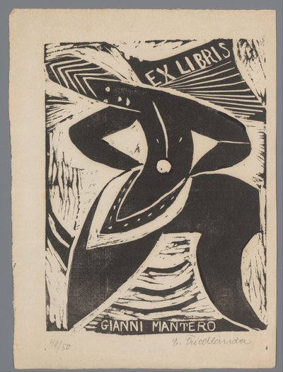 السابق libris لجياني مانتيرو بواسطة إرنا ليفي فريدلاندر (توقيع الفنان)