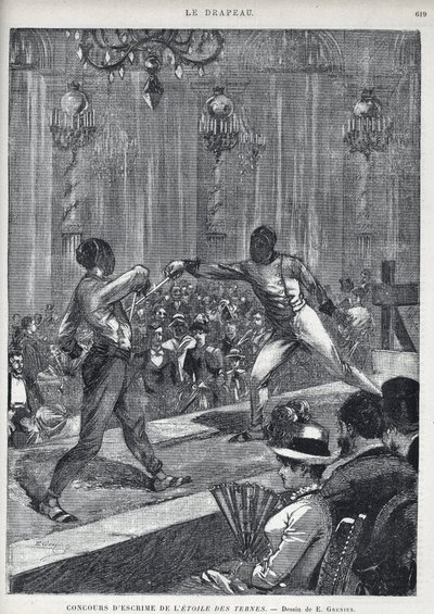 مسابقة "L'Etoile des Ternes" للمبارزة في باريس عام 1885 - رسمها إي. جرينير بواسطة إرنست (بعد) جرينير
