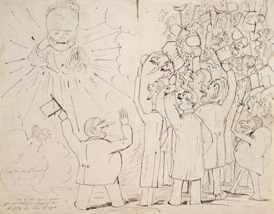 الاحتفال بـ Old Hugo ، كاريكاتير لفيكتور Hugo (1802-85) من رسالة إلى Paul Verlaine ، c.1880 بواسطة إرنست ديلاهاي