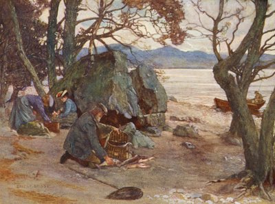 وقت الغداء في بحيرة لوخ أوي (ليثو ملون) بواسطة إرنست إدوارد بريجز