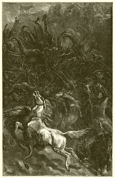 الحمار والأسد الصيد بواسطة Ernest Henry Griset