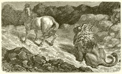 الحصان والأسد بواسطة Ernest Henry Griset