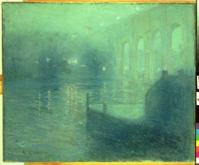 نهر هارلم في الليل ، انعكاس أزرق (زيت على قماش) بواسطة ارنست لوسون