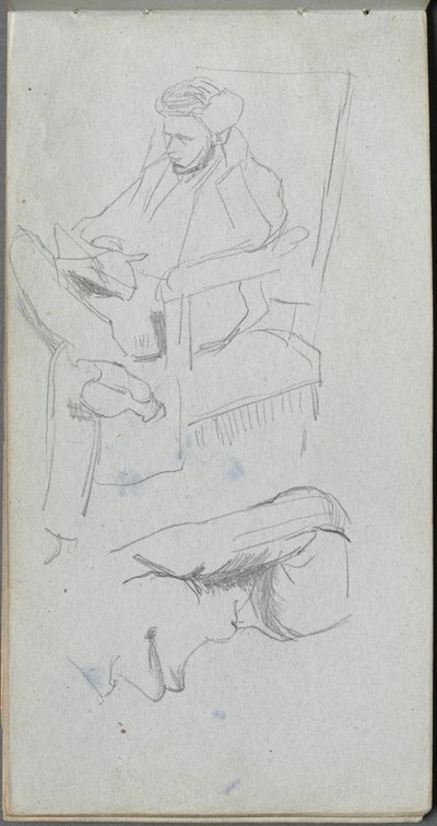 كراسة الرسم ، صفحة 24: شخصية جالسة. بواسطة Jean Louis Ernest Meissonier