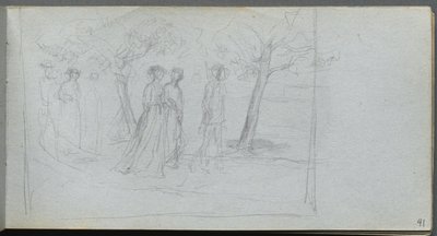 كراسة الرسم ، الصفحة 41: الأشكال في المناظر الطبيعية. بواسطة جان لويس إرنست ميسونييه