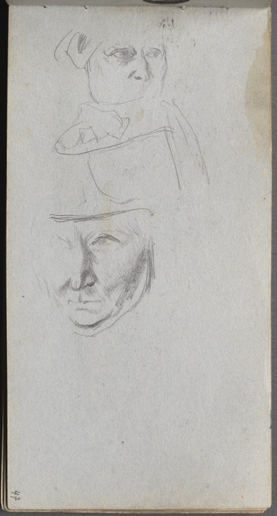 كراسة الرسم ، صفحة 47: دراسات الوجوه الثلاثة. بواسطة جان لويس إرنست ميسونييه